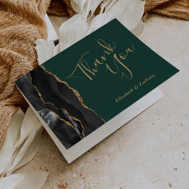 Zwart Agaat Goud Smaragd Groen Bruiloft Dank u Kaart