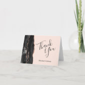 Zwart Agaat Roos Goud Blush Bruiloft Dank u Kaart (Voorkant)
