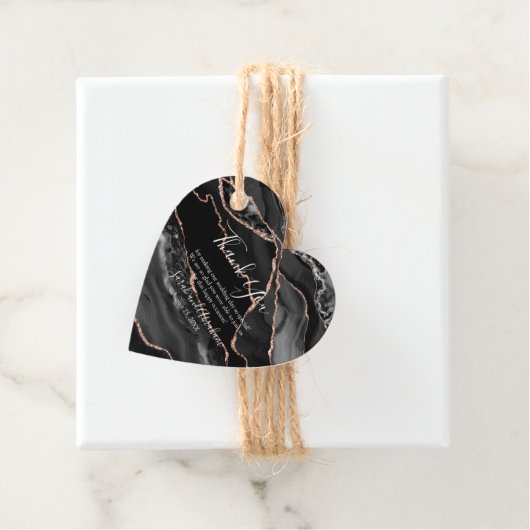 Zwart Agaat Roos Goud Glitter Bruiloft Favor Label (In situ)