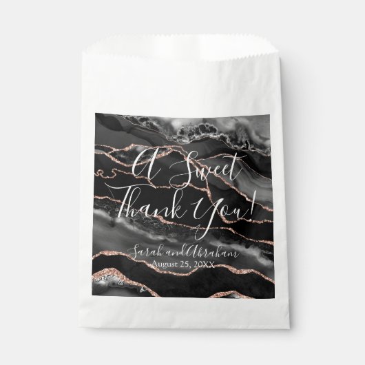 Zwart Agaat Roos Goud Glitter Wedding Favor Tassen Bedankzakje (Voorkant)