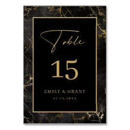 Zwart Agaat Stone Gouden Rand Tafel Nummer Kaart