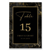 Zwart Agaat Stone Gouden Rand Tafel Nummer Kaart (Achterkant)