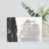 Zwart Agaat Vervaagd Foto Overlay Bruiloft Details Informatiekaartje (Staand voorkant)