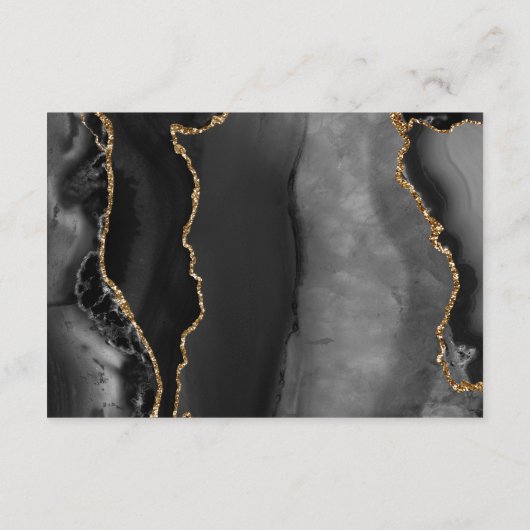 Zwart Agaat Vervaagd Foto Overlay Bruiloft Details Informatiekaartje (Achterkant)