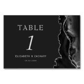 Zwart Agaat Zilver Donker Bruiloft Kaart (Voorkant)