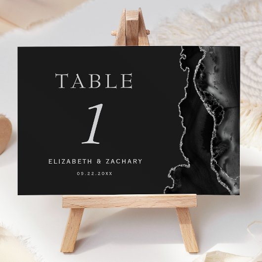 Zwart Agaat Zilver Donker Bruiloft Kaart