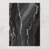 Zwart Agaat Zilver Modern Script Donker Bruiloft Menu (Achterkant)