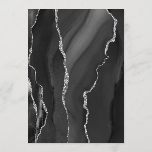 Zwart Agaat Zilver Modern Script Donker Bruiloft Menu (Achterkant)