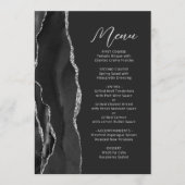 Zwart Agaat Zilver Modern Script Donker Bruiloft Menu (Voorkant)