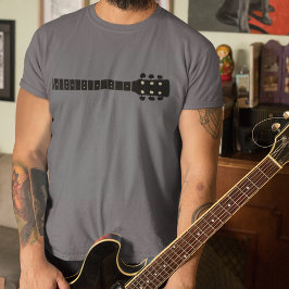 Zwart akoestische gitaar nek coole muziek t-shirt