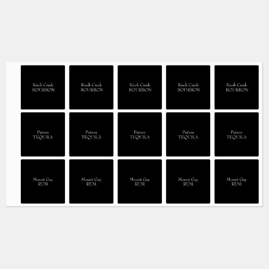 Zwart Alcohol Merk Aangepaste Etiketten Labels (Vel)