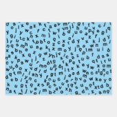 Zwart alfabet letters ontwerp inpakpapier vel (Voorkant 3)