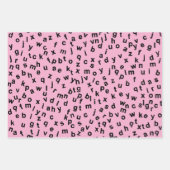 Zwart alfabet letters ontwerp inpakpapier vel (Voorkant 2)