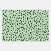 Zwart alfabet letters ontwerp inpakpapier vel (Voorkant)