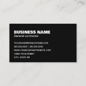 Zwart-algemene contractant visitekaartje (Achterkant)