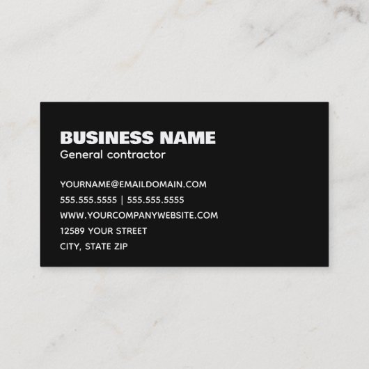 Zwart-algemene contractant visitekaartje (Achterkant)