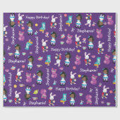 Zwart Alice wonderland - Gepersonaliseerd pakpapie Cadeaupapier (Vlak)