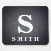 Zwart alkbord gepersonaliseerd monogram muismat (Voorkant)