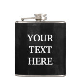 Zwart alkbord personaliseren heupfles (Voorkant)