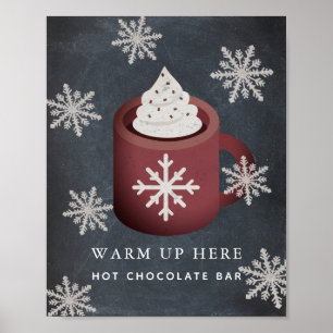 Zwart alkbord, warm chocolaatbalk poster