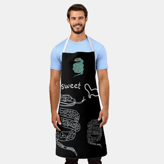 Zwart All-Over Print Schort Snake Sweet Large (Gedragen)