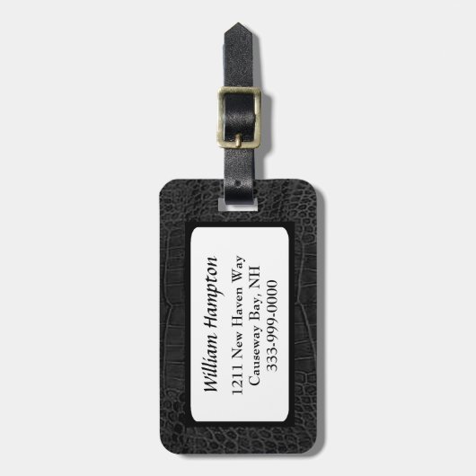 Zwart alligator Kijk aangepast Bagagelabel (Voorkant verticaal)