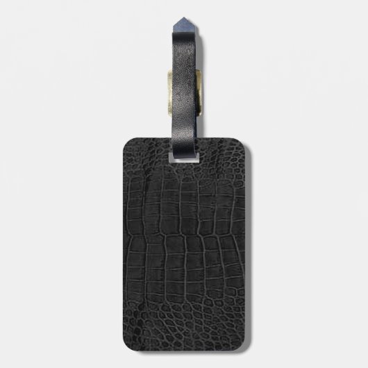 Zwart alligator Kijk aangepast Bagagelabel (Achterkant verticaal)