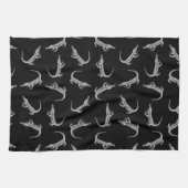 Zwart alligators afdrukken Patroon Dierenkunstontw Theedoek (Horizontaal)