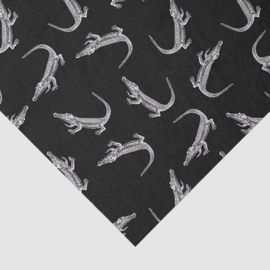Zwart alligators afdrukken Patroon Dierenkunstontw Tissuepapier (Detail)