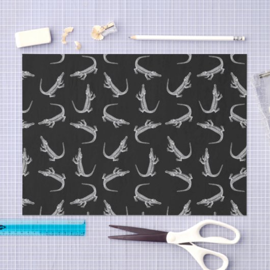 Zwart alligators afdrukken Patroon Dierenkunstontw Tissuepapier (Craft)