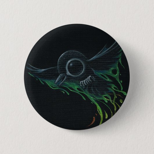 Zwart als pitch ronde button 5,7 cm (Voorkant)