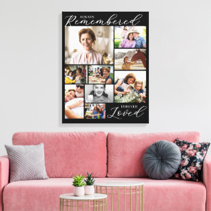 Zwart Altijd Onthouden Voor Altijd Geliefd 9 Foto' Canvas Afdruk