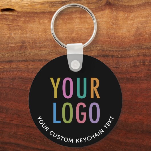 Zwart Aluminium Sleutelhanger Custom Business Logo (Voorkant)