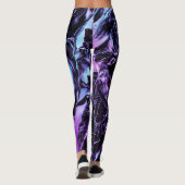 Zwart Amethist Splash, Donker Paarse Abstract Leggings (Achterkant)