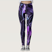 Zwart Amethist Splash, Donker Paarse Abstract Leggings (Voorkant)