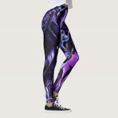 Zwart Amethist Splash, Donker Paarse Abstract Leggings (Rechts)