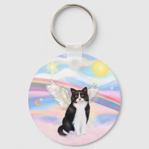 Zwart &amp; Witte kat - Wolken Sleutelhanger