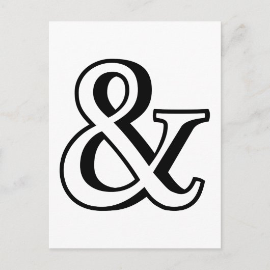 &, zwart ampersand-teken met schaduw briefkaart (Voorkant)