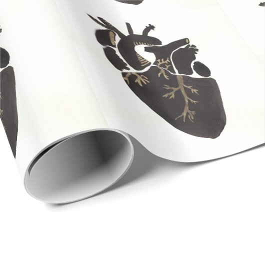 Zwart anatomisch hart cadeaupapier (Rol Hoek)