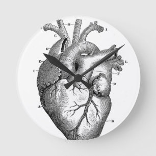Zwart anatomisch hart ronde klok
