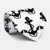 zwart ANCHOR- en kabelpatroon | Stropdas (Opgerold)