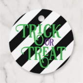 Zwart ang Wit Gestreepte Trick or treat Favoriet T Bedankjes Labels (Achterkant)