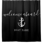 Zwart Anker Bootsnaam Welkom Aan Boord Douchegordijn (Voorkant)