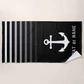 Zwart  Anker Jouw naam of Boat Strandlaken (Voorkant)