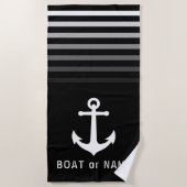 Zwart  Anker Jouw naam of Boat Strandlaken (Voorkant)