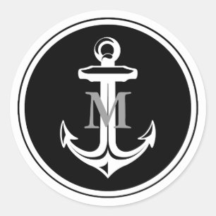 Zwart anker monogram Sticker