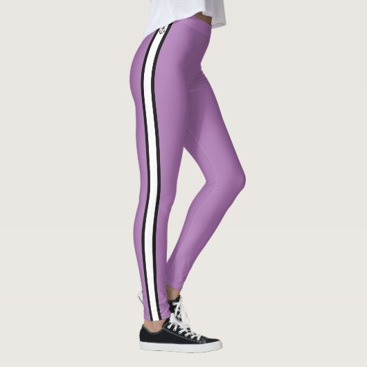 Zwart Anker Nautical White Stripe Lavendel Leggings (Rechts)