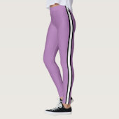 Zwart Anker Nautical White Stripe Lavendel Leggings (Links)
