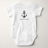 Zwart anker nautisch gepersonaliseerd romper (Achterkant)