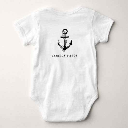 Zwart anker nautisch gepersonaliseerd romper (Achterkant)